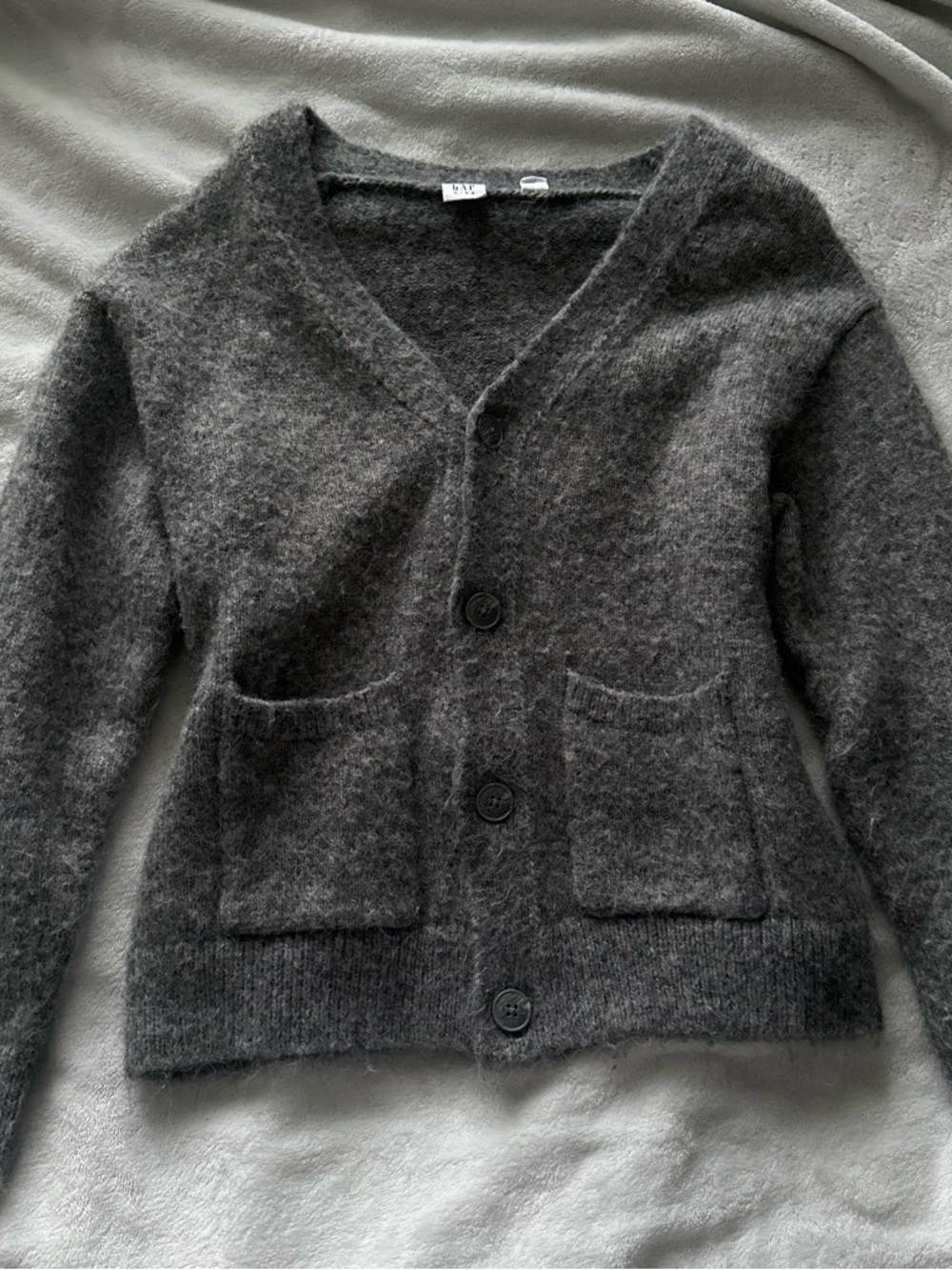 GAP Charcoal Gray V-Neck Button Front Women's Cardigan